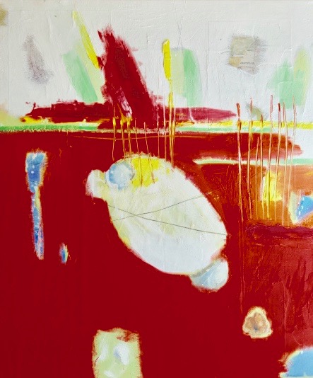 Diana Achtzig: Anfang der Zellexplosion, Ölfarbe auf Leinwand, 60 x 50 cm, 2017 Prenzlauer Berg Berlin, 900 €